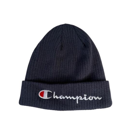 Champion Other - Champion Cotton Ribbed Knit Beanie Cap with Script Logo - Navy Blue - NWT